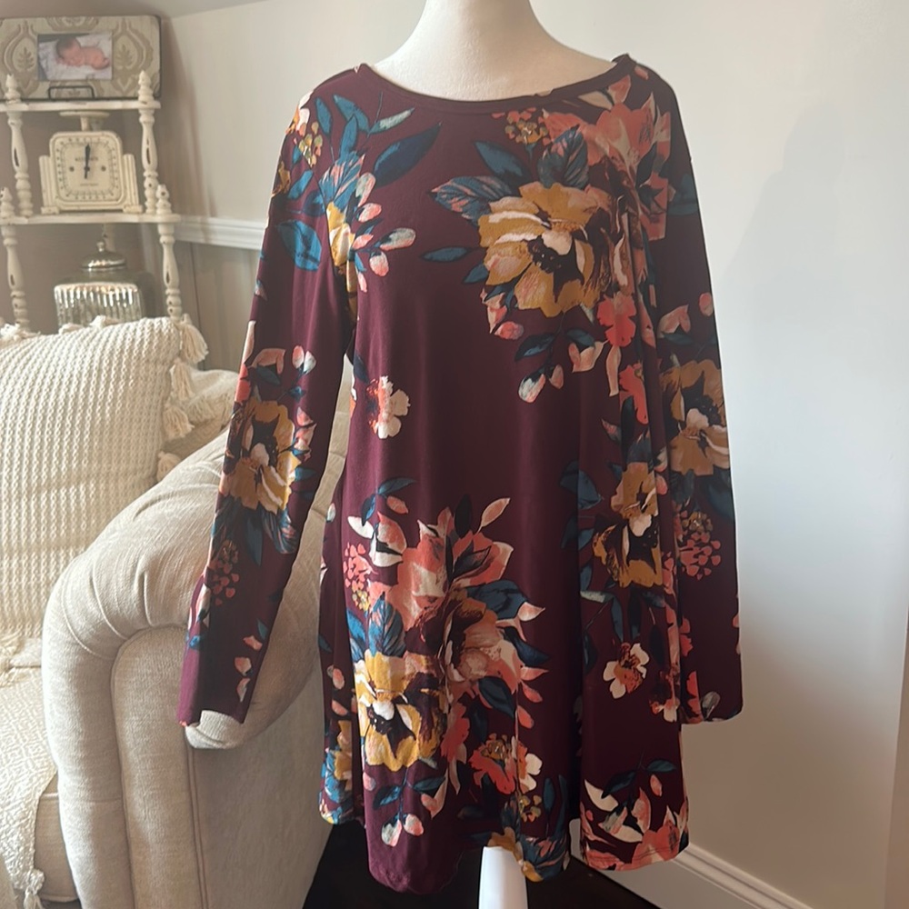 Jodifil Burgundy Flower Dress